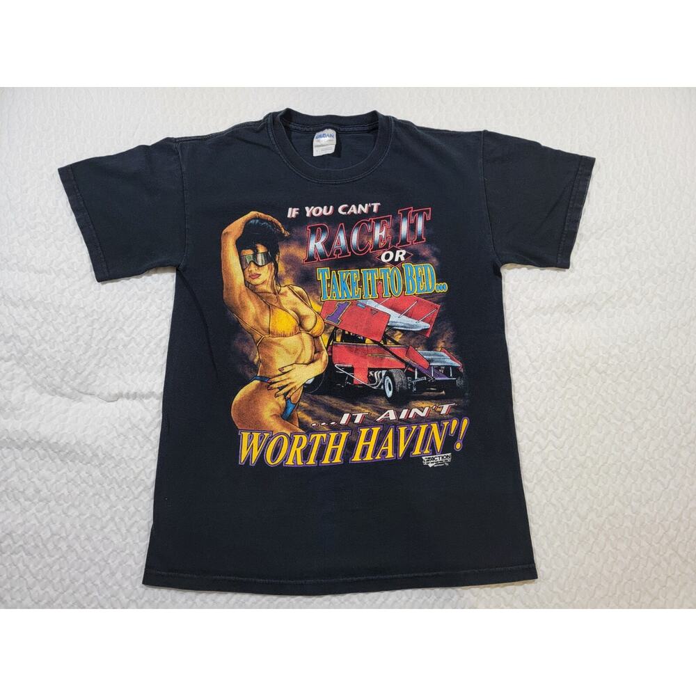 VINTAGE 90s - If You Cant Race It Or Take It To Bed Racing Car T-Shirt - Men's S